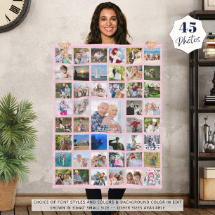 Cobertor De Velo Colagem de Fotografias Personalizada 45 Rosa ou Co