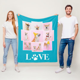 Cobertor De Velo Colagem de Fotografias Personalizada LOVE 9 Cães