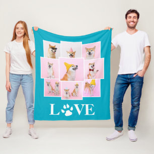 Cobertor De Velo Colagem de Fotografias Personalizada LOVE 9 Cães