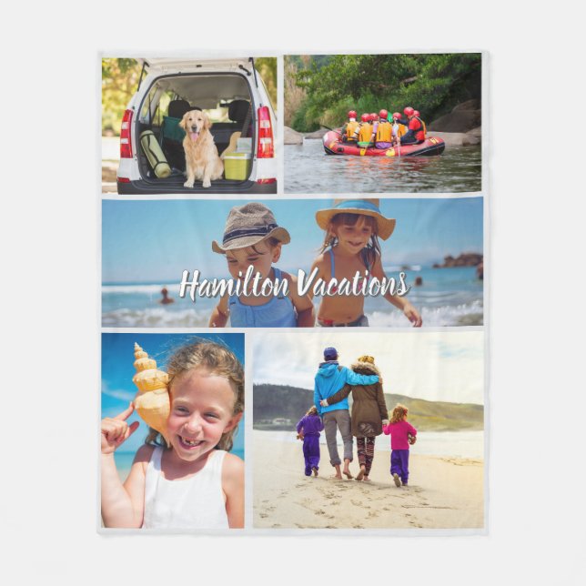 Cobertor De Velo Colagem de Fotografias Simples 5 Personalizada (Frente)