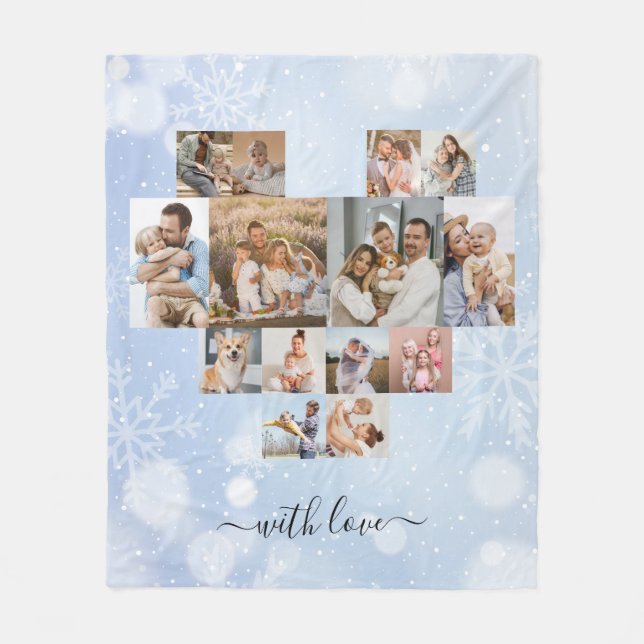 Cobertor De Velo Colagem de Fotos 14 Moderna do Natal de inverno (Frente)
