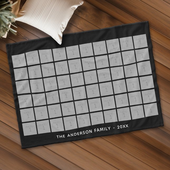 Cobertor De Velo Colagem de Fotos 60 Quadrados com Texto Simples (Custom Fleece Blanket - Add Photos and Text)