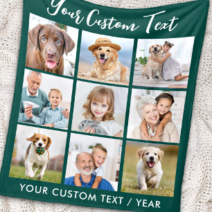 Cobertor De Velo Colagem de Fotos 9 Personalizada Moderna Emerald G