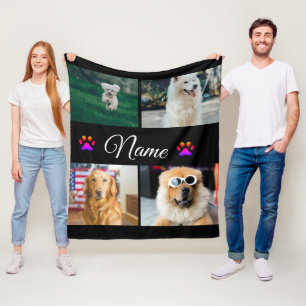 Cobertor De Velo Colagem de fotos com nome simples e colorido de an