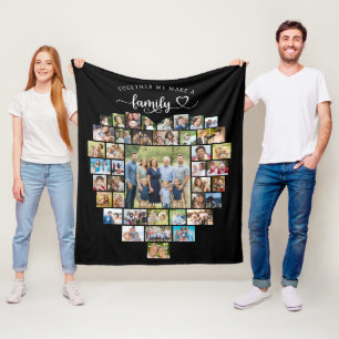 Cobertor De Velo Colagem de Fotos Coração Juntos Fazemos Uma Famíli