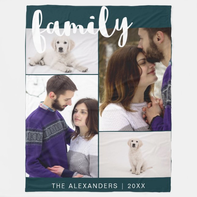 Cobertor De Velo Colagem de Fotos da Família (Frente)