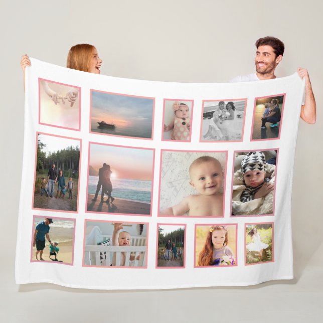 Cobertor De Velo Colagem de Fotos da Família 14 Fotos Pinks Pastel (In Situ)