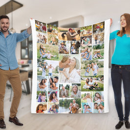 Cobertor De Velo Colagem de Fotos da Família 31 Picture White