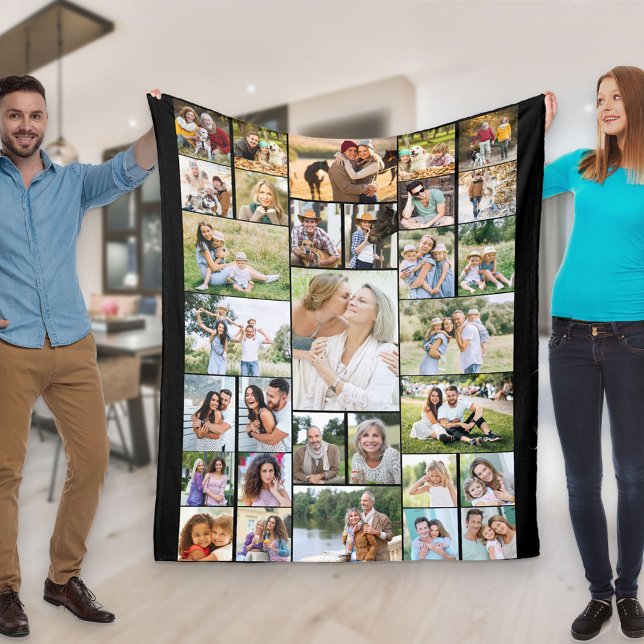 Cobertor De Velo Colagem de Fotos da Família 31 Preto (Criador carregado)