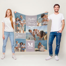 Cobertor De Velo Colagem de Fotos da FAMÍLIA Moderna Monograma Nome