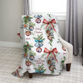 Cobertor De Velo Colagem de Fotos da Família Natal Elegante
