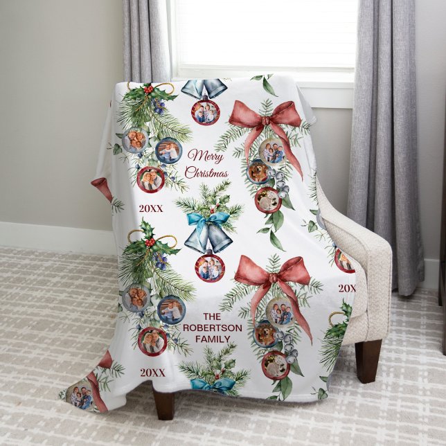 Cobertor De Velo Colagem de Fotos da Família Natal Elegante (Criador carregado)