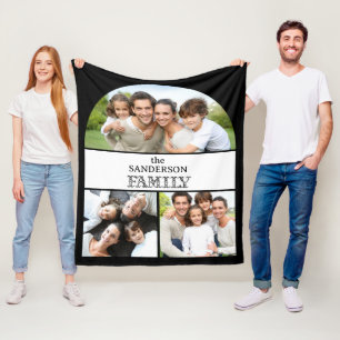 Cobertor De Velo Colagem de Fotos da Família Preta e Branca