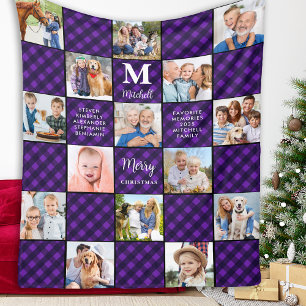 Cobertor De Velo Colagem de Fotos da Família Remendo Personalizado 