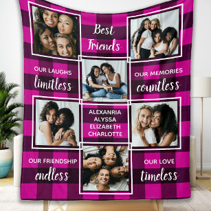 Cobertor De Velo Colagem de Fotos da Xadrez 6 Rosa dos Melhores Ami