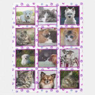 Cobertor De Velo Colagem de Fotos de Animais de Estimação com Impre
