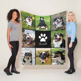 Cobertor De Velo Colagem de Fotos de Cão Personalizada Pet Paw Impr