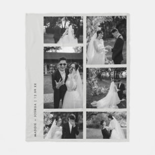Cobertor De Velo Colagem de Fotos de Casamento Minimalista Preto e