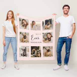 Cobertor De Velo Colagem de Fotos de Mãe de Bulldog Francês Rosa