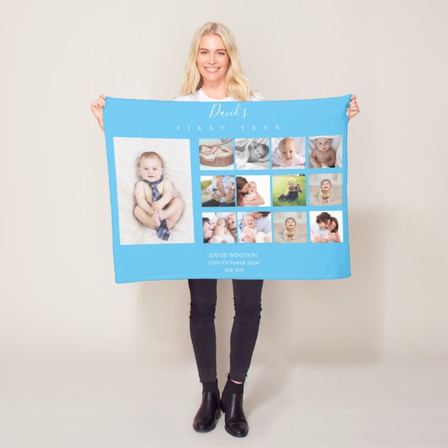 Cobertor De Velo Colagem de Fotos do Baby Boy no 1º Ano (In Situ)