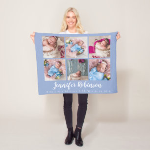 Cobertor De Velo Colagem de Fotos do Estado de Nascimento Monograma