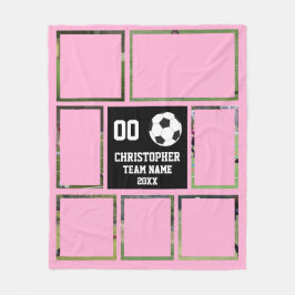 Cobertor De Velo Colagem de fotos do futebol rosa