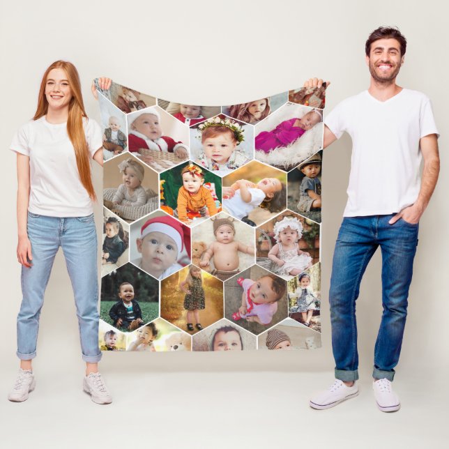 Cobertor De Velo Colagem de Fotos do Hexagon (In Situ)