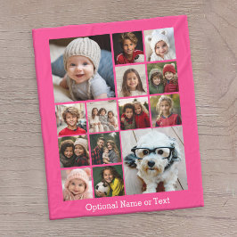 Cobertor De Velo Colagem de Fotos do Instagram - Até 14 fotos rosa