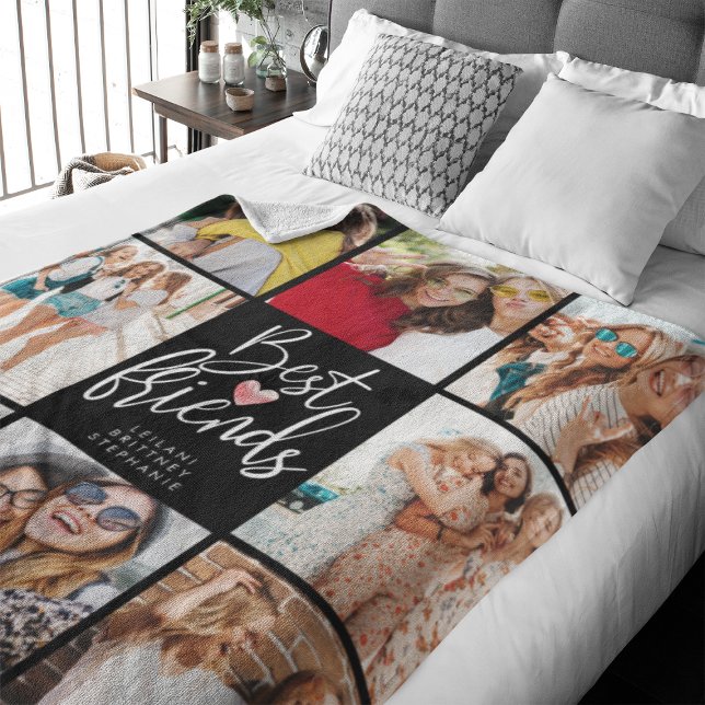Cobertor De Velo Colagem de Fotos do Melhor Amigo Preto (Perfect fleece blanket to celebrate your friendship and you can buy multiples for your friends)