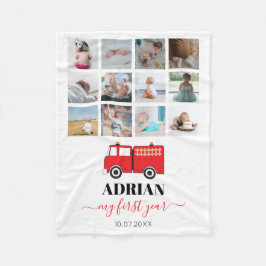 Cobertor De Velo Colagem de Fotos do Red Fire Truck Baby First Year