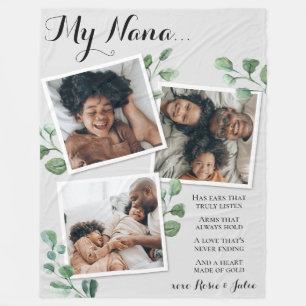 Cobertor De Velo Colagem de Fotos Elegante Citação de Vovó Avós