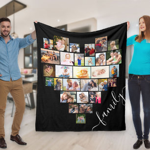 Cobertor De Velo Colagem de Fotos em Forma de Coração Família Scrip