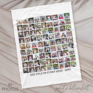 Cobertor De Velo Colagem de Fotos em Grid 81 - Texto Personalizado