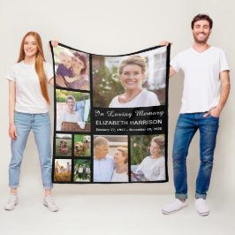 Cobertor De Velo Colagem de Fotos em Memória com Fundo Preto