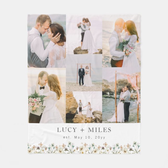 Cobertor De Velo Colagem de Fotos Floral (Frente)