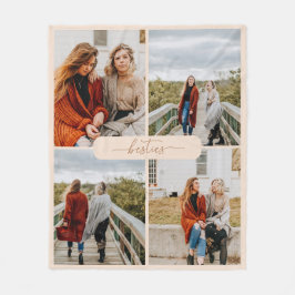 Cobertor De Velo Colagem de Fotos Minimalista Bege Besties 4