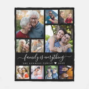 Cobertor De Velo Colagem de Fotos Moderna 10 Nome da Família Citaçã