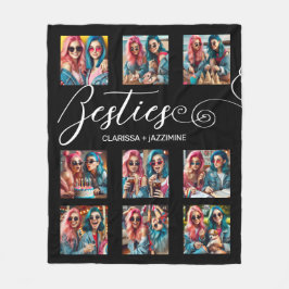 Cobertor De Velo Colagem de Fotos Moderna Black White Bestie 9