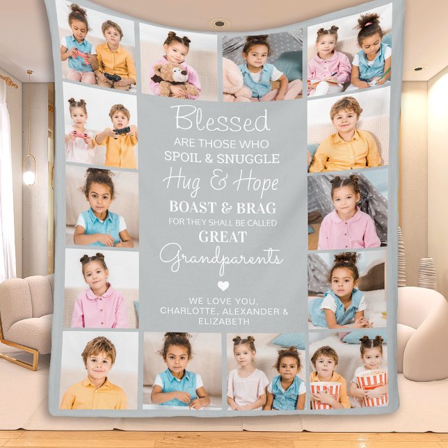 Cobertor De Velo Colagem de Fotos Moderna e Cinza Personalizada dos (Criador carregado)