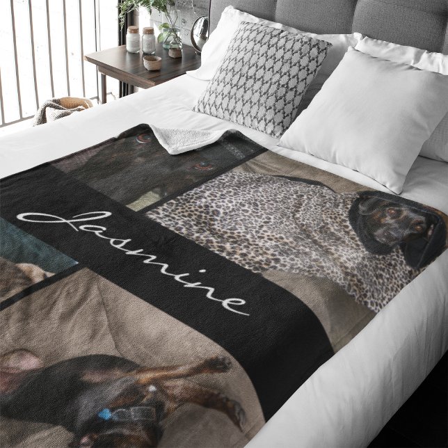 Cobertor De Velo Colagem de Fotos Modernas | Cachorro de Folga (Capture precious pet moments with our Modern Pet Photo Collage Fleece Blanket. )