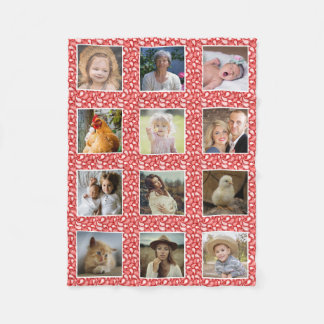 Cobertor De Velo Colagem de Fotos Personalizada 12 Família Paisley