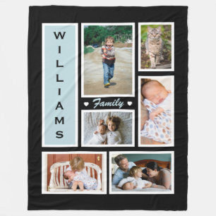 Cobertor De Velo Colagem de Fotos Personalizada da Família Preto B
