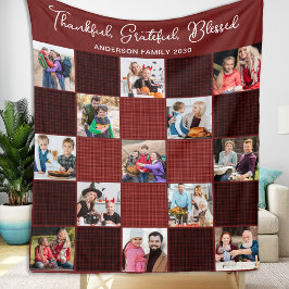 Cobertor De Velo Colagem de Fotos Personalizada de Xadrez de Outono