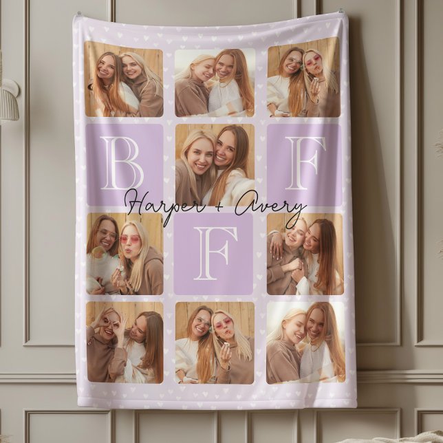 Cobertor De Velo Colagem de Fotos Personalizada dos Melhores Amigos (Celebrate your unbreakable bond with this "Best Friends Forever" photo blanket! )