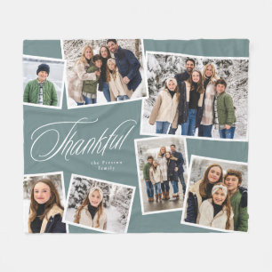 Cobertor De Velo Colagem de fotos personalizada família grata azul-