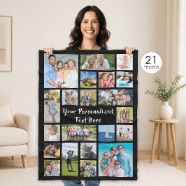 Cobertor De Velo Colagem de Fotos Personalizada Moderna 21 Cor Pers