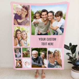 Cobertor De Velo Colagem de Fotos Personalizada Rosa
