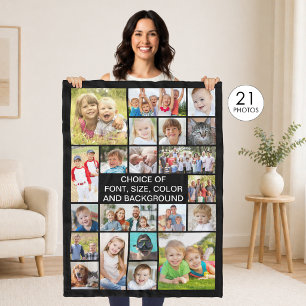Cobertor De Velo Colagem de Fotos Personalizada Simples 21 Sua Cor