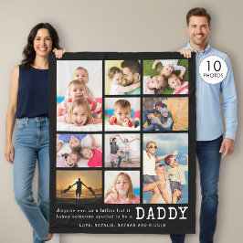 Cobertor De Velo Colagem de Fotos Personalizadas Citação do Papai 1
