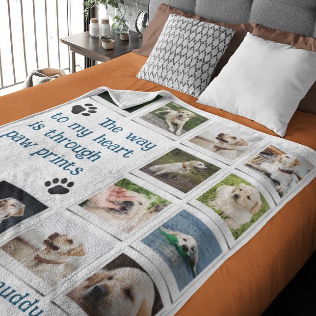 Cobertor De Velo Colagem de Fotos Pet do Cão-Maior (Dog lovers fleece blanket with your favorite photos and custom text.)
